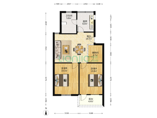 秋月社区康月路 2室1厅1卫 81平方