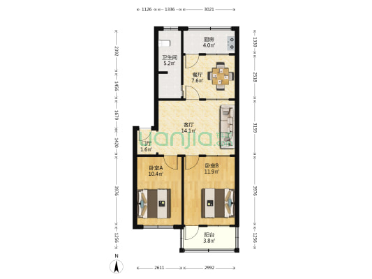卫校家属院 2室2厅1卫 71平方