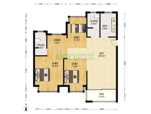 佳源巴黎都市(三期) 3室1厅2卫 127平方