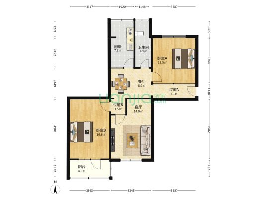 省医药家属院 2室2厅1卫 78平方