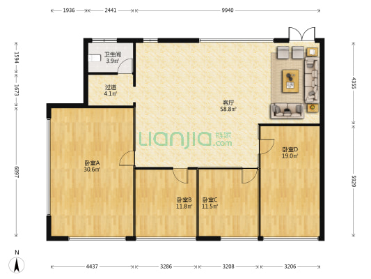 壹品名仕大厦 4室1厅1卫 181平方