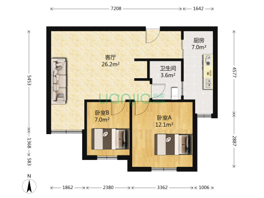 佳境苑 2室1厅1卫 69平方