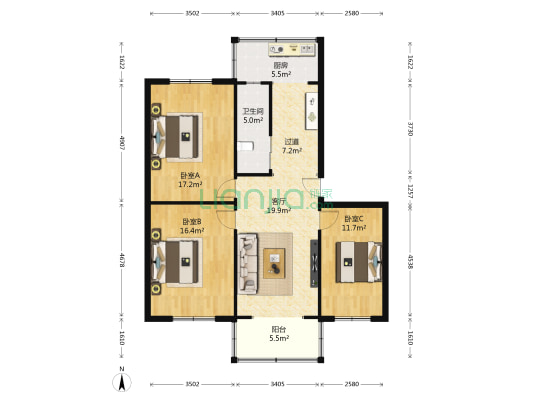 肖家河东二巷9号 3室1厅1卫 97平方