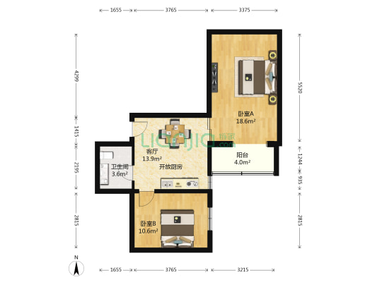 天鑫家园 2室1厅1卫 65平方