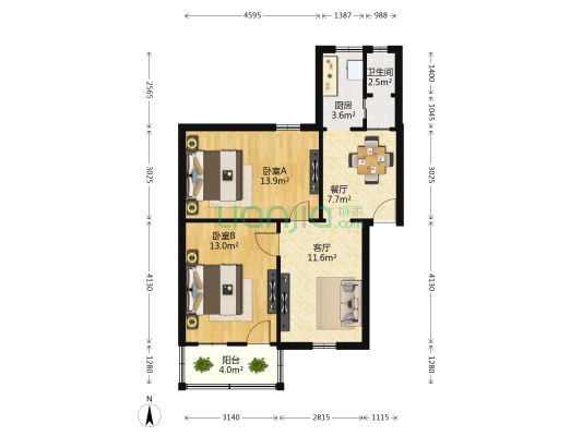 旋耕机厂 2室2厅1卫 68平方
