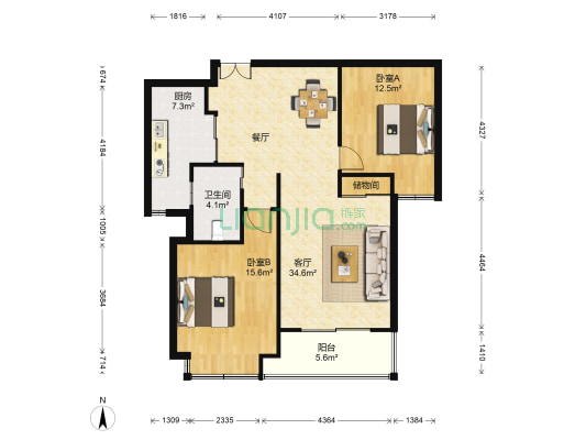 和平花苑 2室1厅1卫 99平方