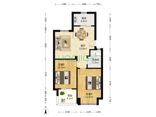 云澜湾七里花苑 2室1厅1卫 72平方
