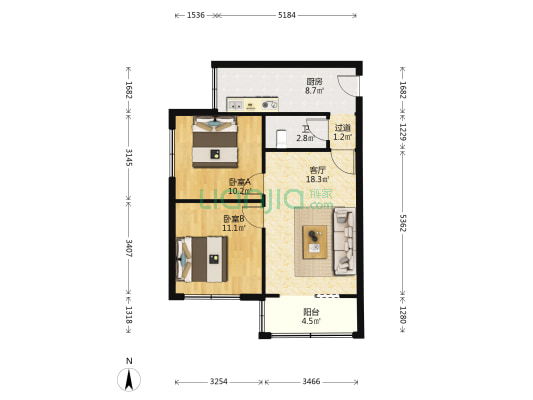 建新东路42号 2室1厅1卫 66平方