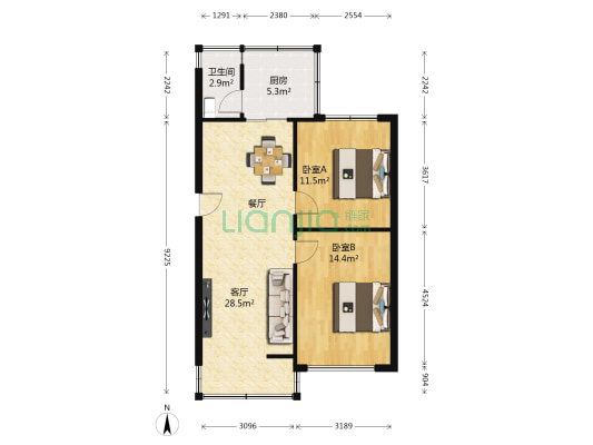 乌当新添寨育新路环溪路1单元 2室1厅1卫 67平方