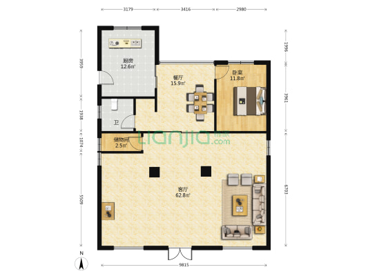 晨光别墅 1室2厅1卫 354平方