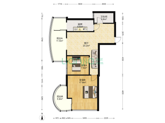 经典家园 2室1厅1卫 98平方