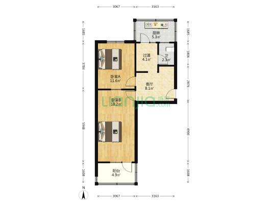 塑料编织厂宿舍 2室1厅1卫 60平方