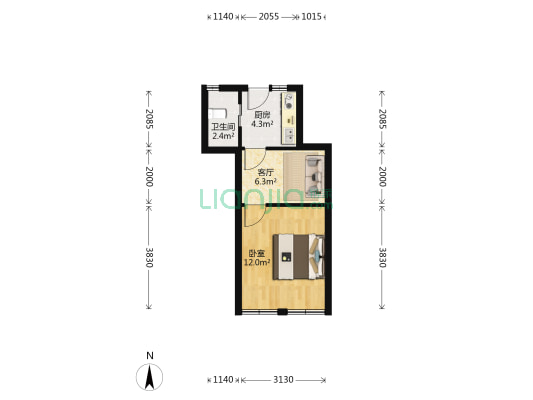 怀德路864号 1室1厅1卫 37平方