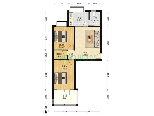 金竹街4号 2室1厅1卫 71平方