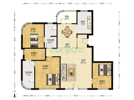 半岛听涛 3室2厅2卫 138平方