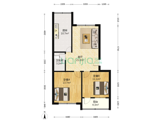 永福街小区 2室1厅1卫 78平方