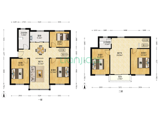 华通花园四区 5室2厅2卫 150平方