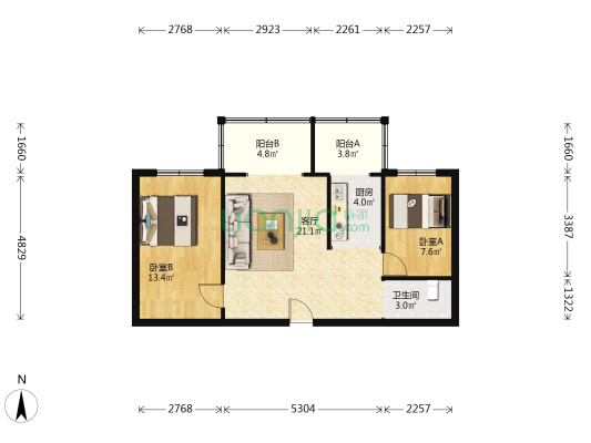 齿轮厂家属院 2室1厅1卫 74平方