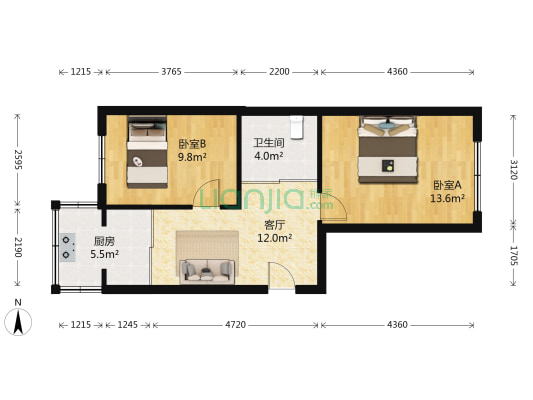 远达小区 2室1厅1卫 64平方
