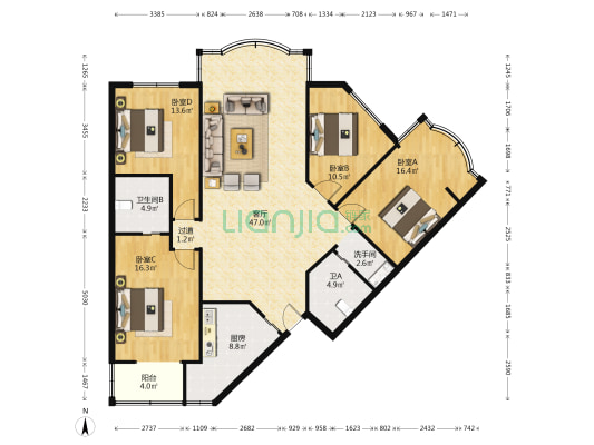 瑞新街143号 4室1厅3卫 143平方