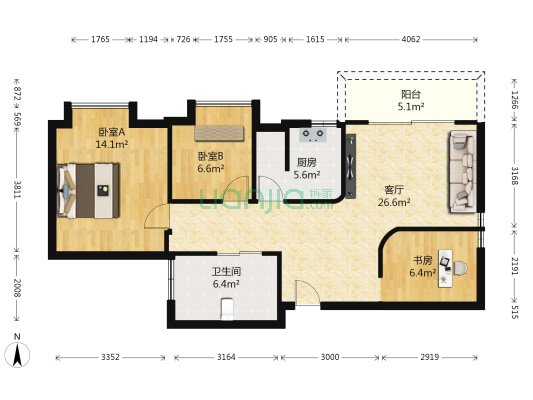 千禧大厦 3室1厅1卫 88平方