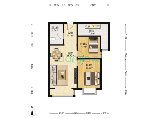 福城上上城六期 2室1厅1卫 79平方