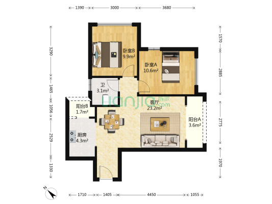 寿城水岸2期 2室1厅1卫 73平方