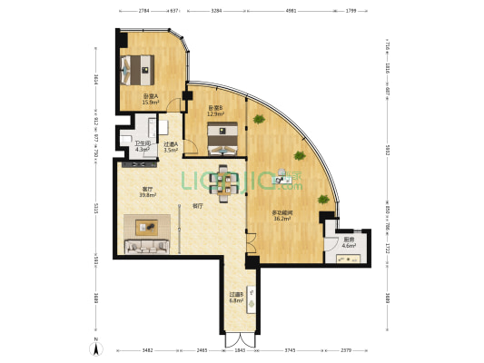 金阳光大厦（南京西路298号277号） 3室1厅1卫 153平方