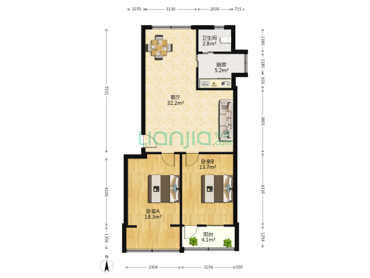 葛麻商住楼 2室1厅1卫 81平方
