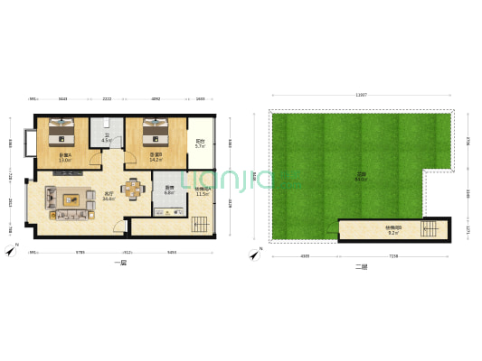 永安花园 2室1厅1卫 103平方