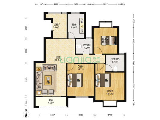 森林半岛 3室1厅2卫 130平方