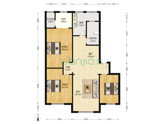 东街61号 3室2厅2卫 128平方