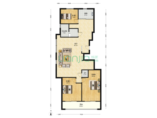 宏滨锦苑 3室1厅2卫 173平方
