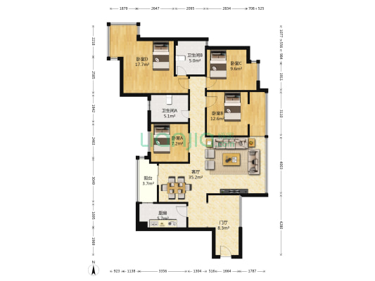 双华麓港 4室1厅2卫 122平方