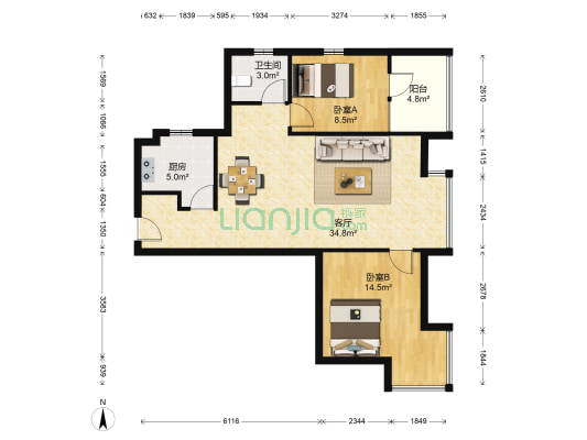 融科玖御半岛 2室1厅1卫 87平方