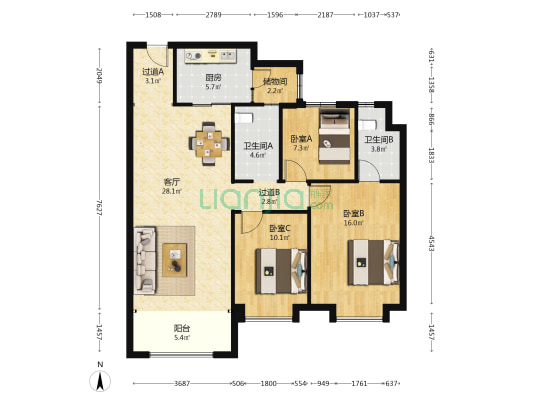 碧桂园天悦湾 3室1厅2卫 126平方