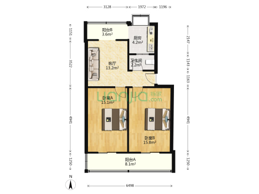 开明路46号 2室1厅1卫 71平方