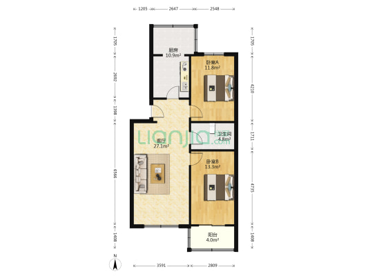 常泰里荣馨园 2室1厅1卫 84平方