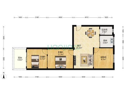 金鹏小区 2室1厅1卫 72平方