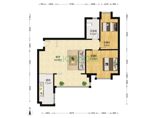 嘉南美地 2室1厅1卫 81平方