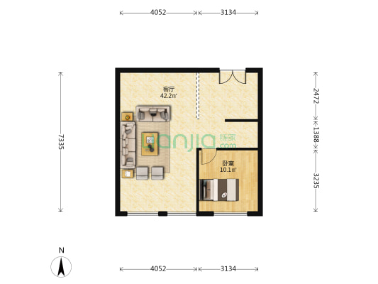 合诚之江商务中心 1室1厅0卫 87平方