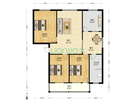祥和六街 3室2厅1卫 150平方