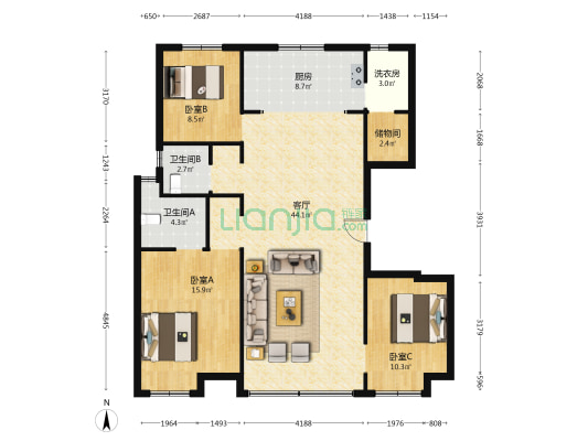 招商公园1872 3室1厅2卫 129平方