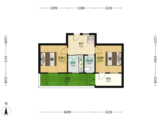 墨子巷邮政局宿舍楼 2室1厅1卫 48平方