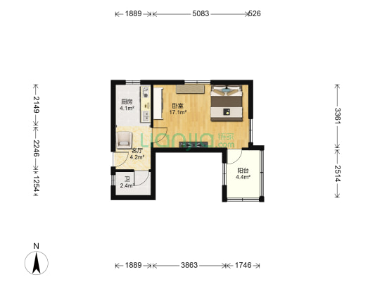 西妙峰庵小区 1室1厅1卫 35平方