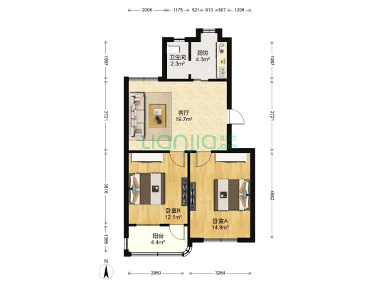 水果批发市场（建设路12号） 2室1厅1卫 73平方