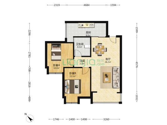 海滨映象 2室1厅1卫 82平方