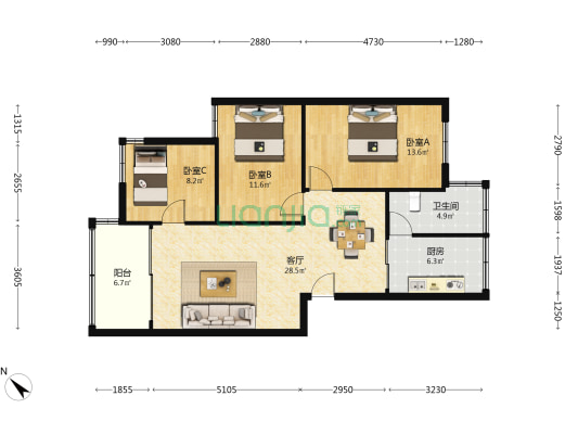 金联大楼 3室1厅1卫 92平方