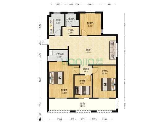 铂金府 4室1厅2卫 123平方