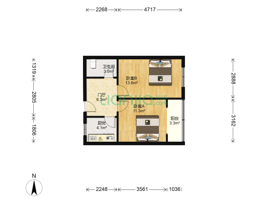 书香家园 2室0厅1卫 52平方